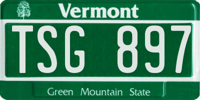 VT license plate TSG897