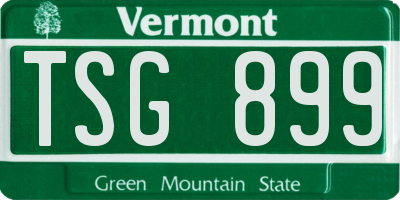 VT license plate TSG899