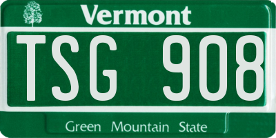 VT license plate TSG908
