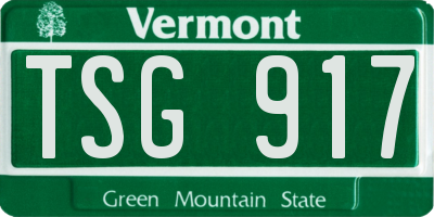 VT license plate TSG917