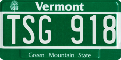 VT license plate TSG918