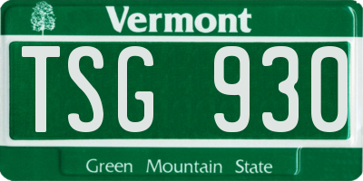 VT license plate TSG930