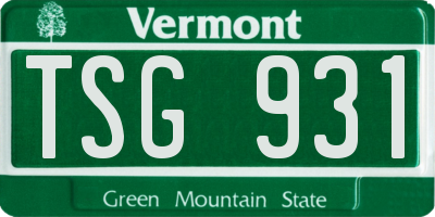 VT license plate TSG931