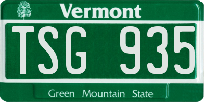 VT license plate TSG935