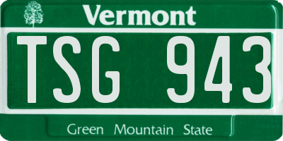 VT license plate TSG943