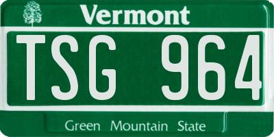 VT license plate TSG964