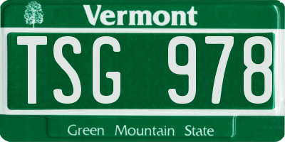 VT license plate TSG978