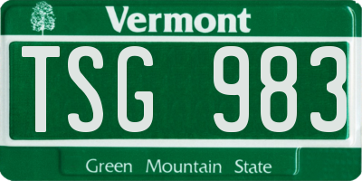 VT license plate TSG983