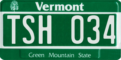 VT license plate TSH034