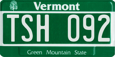 VT license plate TSH092