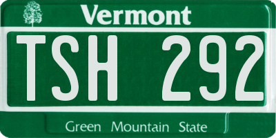 VT license plate TSH292