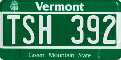VT license plate TSH392