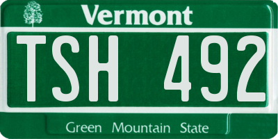 VT license plate TSH492