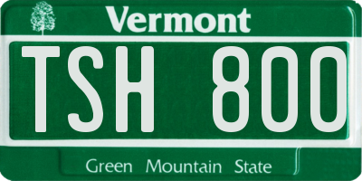VT license plate TSH800