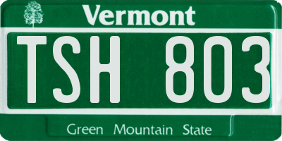 VT license plate TSH803