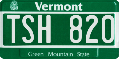 VT license plate TSH820
