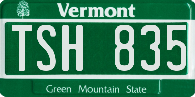 VT license plate TSH835