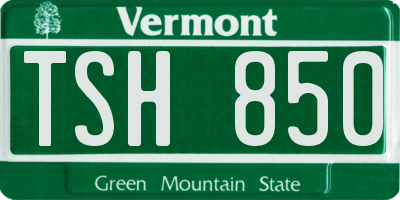 VT license plate TSH850