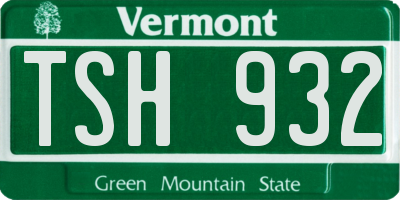 VT license plate TSH932