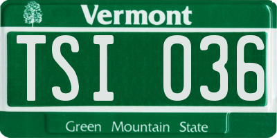 VT license plate TSI036