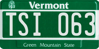 VT license plate TSI063