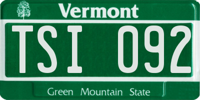 VT license plate TSI092