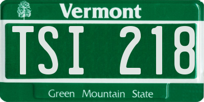 VT license plate TSI218