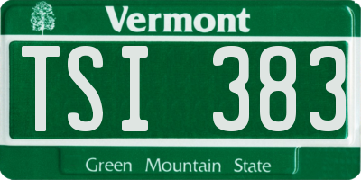 VT license plate TSI383