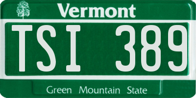 VT license plate TSI389