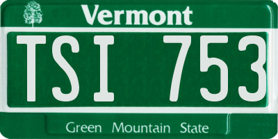 VT license plate TSI753