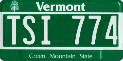 VT license plate TSI774
