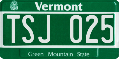 VT license plate TSJ025