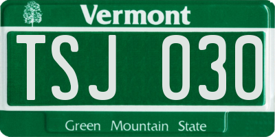 VT license plate TSJ030