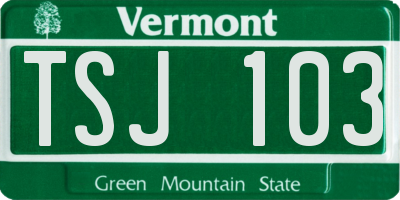 VT license plate TSJ103