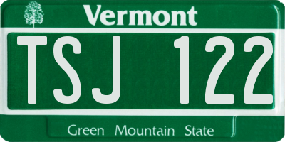 VT license plate TSJ122