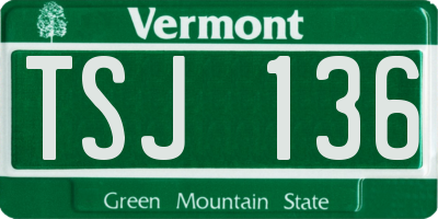 VT license plate TSJ136
