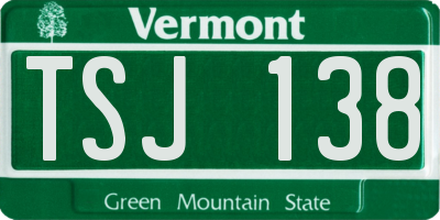 VT license plate TSJ138