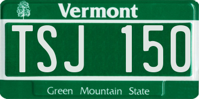 VT license plate TSJ150