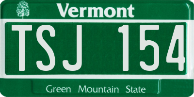 VT license plate TSJ154