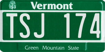 VT license plate TSJ174
