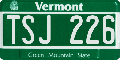 VT license plate TSJ226
