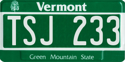 VT license plate TSJ233