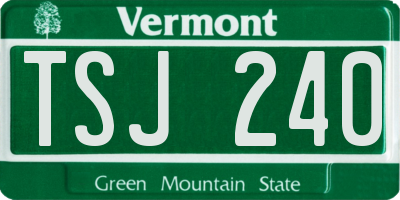 VT license plate TSJ240