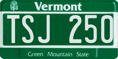 VT license plate TSJ250