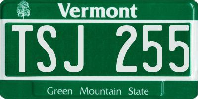 VT license plate TSJ255