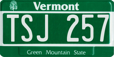 VT license plate TSJ257