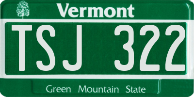 VT license plate TSJ322
