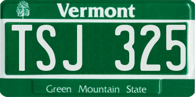 VT license plate TSJ325