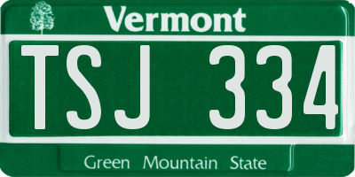 VT license plate TSJ334