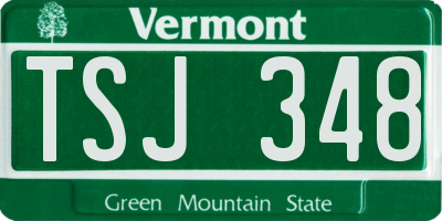 VT license plate TSJ348